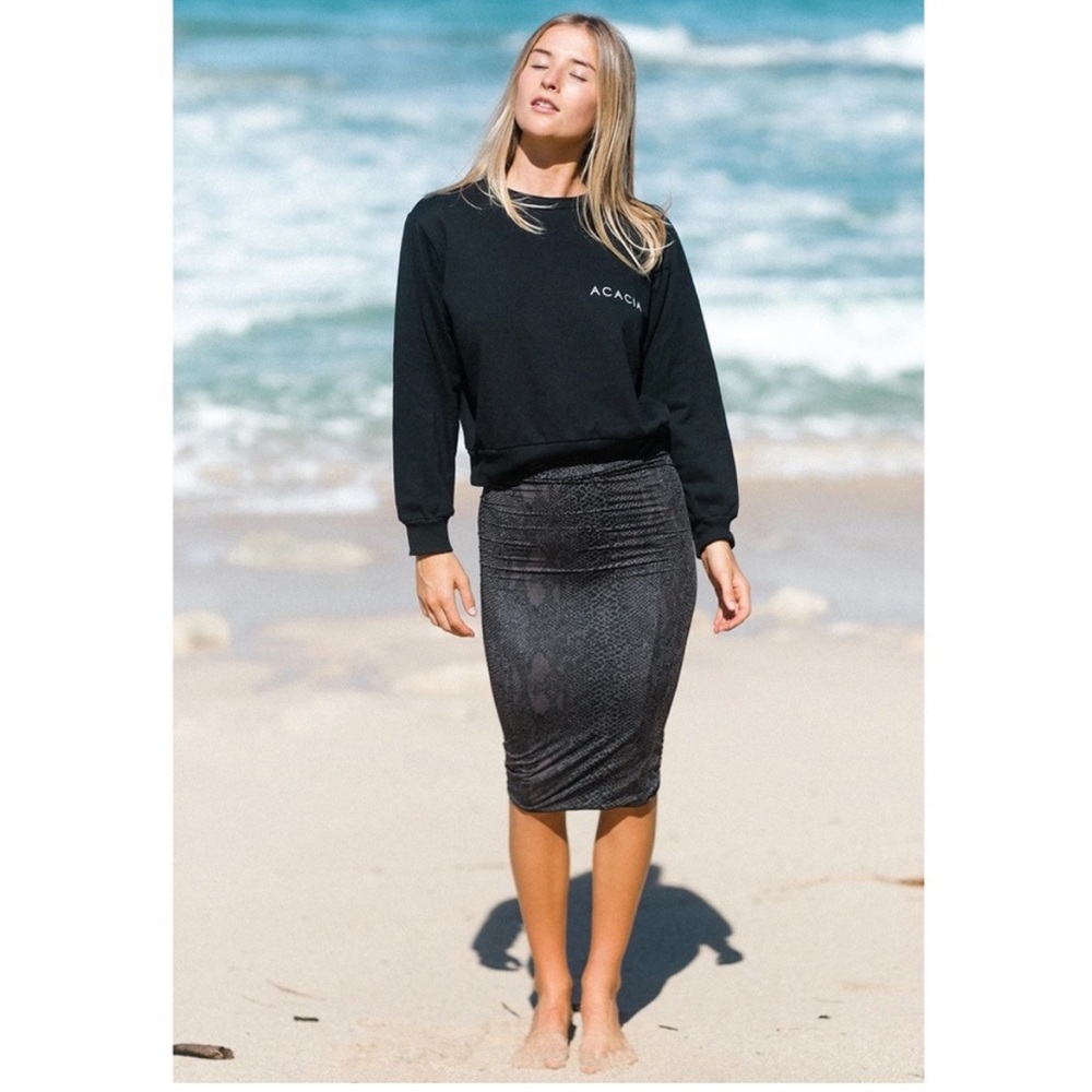 acacia swimwear Black Textured Pencil Skirt